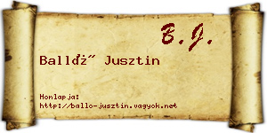 Balló Jusztin névjegykártya